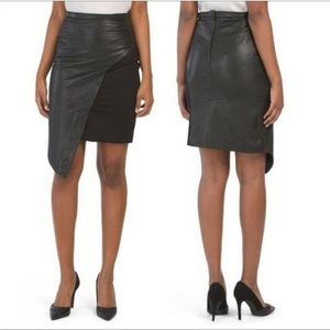 NWOT Bod & Christensen Black Simone Leather Asymmetrical Pencil Skirt
